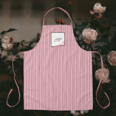L Pink Stripe Rose Muster Initial Script Monogram Schürze