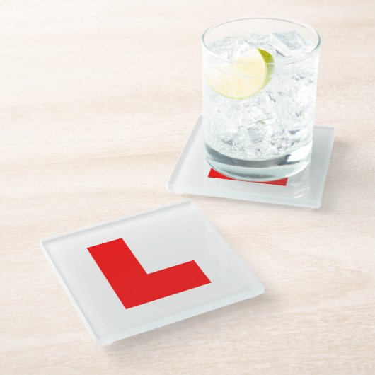 L-Plate Learner Driver / Bachelorette Hen Night Glasuntersetzer (Schrägansicht)