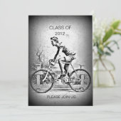 L Radfahrer-radfahrenAbschluss-Party weitergehen Einladung (Stehend Vorderseite)