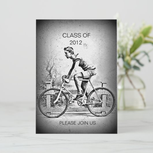 L Radfahrer-radfahrenAbschluss-Party weitergehen Einladung (Stehend Vorderseite)