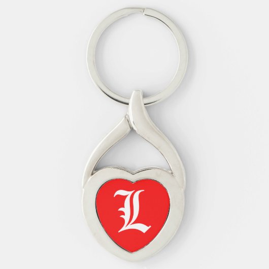 "L" Red Heart Schlüsselanhänger (Vorderseite)