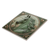 L Sage green faux relief Art Nouveau Horse Head Fliese (Seite)