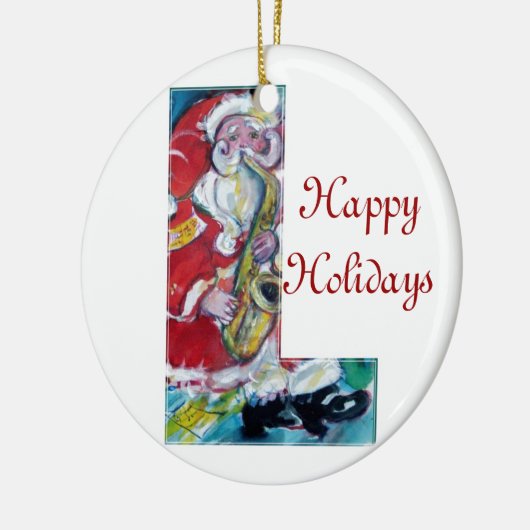 L SCHREIBEN /SANTA UND SAX, CHRISTMAS PARTY MONOGR KERAMIKORNAMENT (Links)