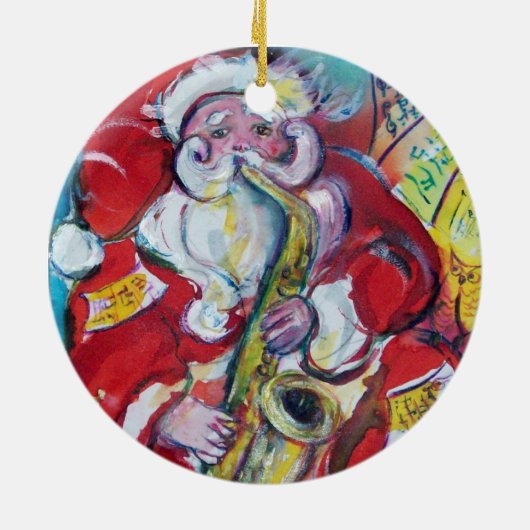 L SCHREIBEN /SANTA UND SAX, CHRISTMAS PARTY MONOGR KERAMIKORNAMENT (Hinten)