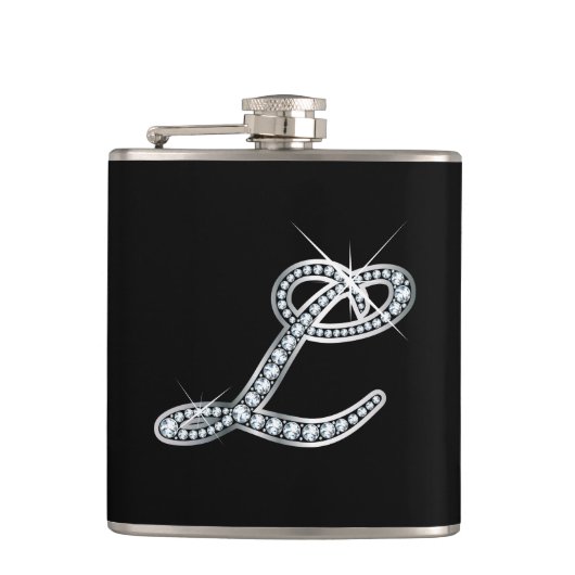 L Script "Diamond Bling"-Flasche Flachmann (Vorderseite)