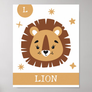 L steht für Löwe, Kinderzimmer, Wanddekoration für Poster