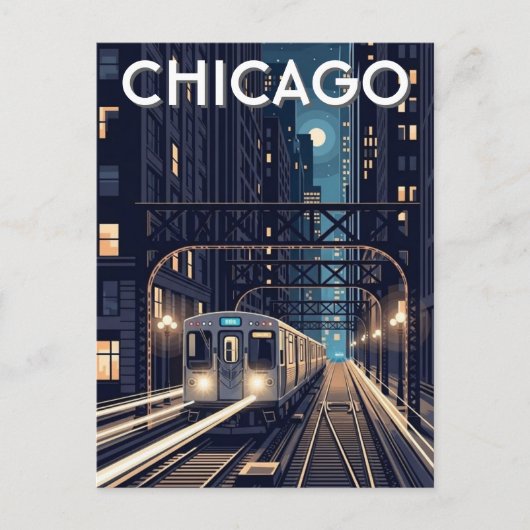 L Train Chicago Illinois Reise Postkarte (Vorderseite)