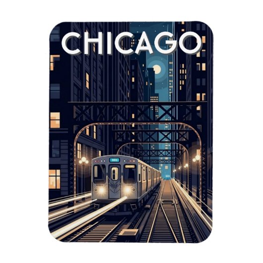 L Train Chicago Illinois Travel Magnet (Vertikal)
