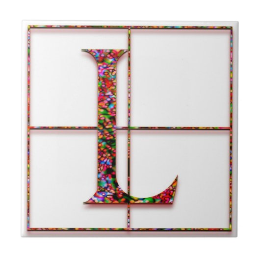 L Trajanus Red Custom Monogram Tile Fliese (Vorderseite)