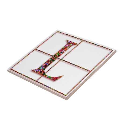 L Trajanus Red Custom Monogram Tile Fliese (Seite)