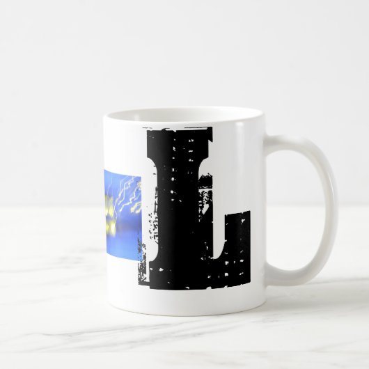 L Typografische Monogramm Coole Grunge Tasse (Rechts)