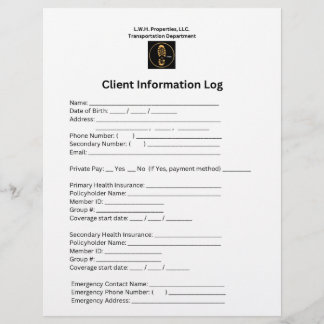 L.W.H. Properties, LLC. Client-Info-Protokoll Flyer