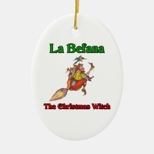 La Befana die Weihnachtshexe. Keramik Ornament (Vorne)