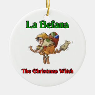 La Befana die Weihnachtshexe. Keramikornament