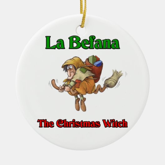 La Befana die Weihnachtshexe. Keramikornament (Vorne)
