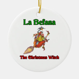 La Befana die Weihnachtshexe. Keramikornament