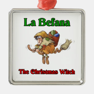 La Befana die Weihnachtshexe. Silbernes Ornament