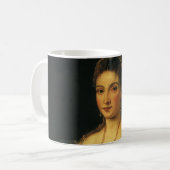 La Bella, Herzogin von Urbino von Tizian Kaffeetasse (Vorderseite Links)