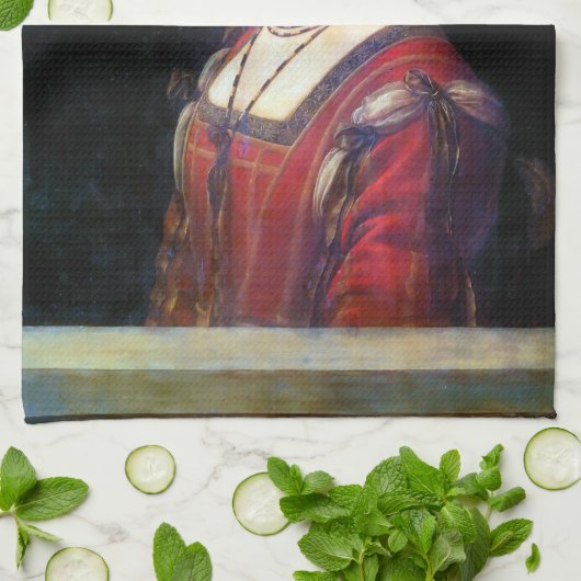 La Belle Ferronniere, Leonardo da Vinci Geschirrtuch (Gefaltet)