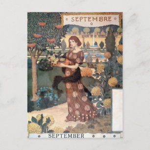 La Belle Jardiniere - Septembre - Eugène Grasset Postkarte