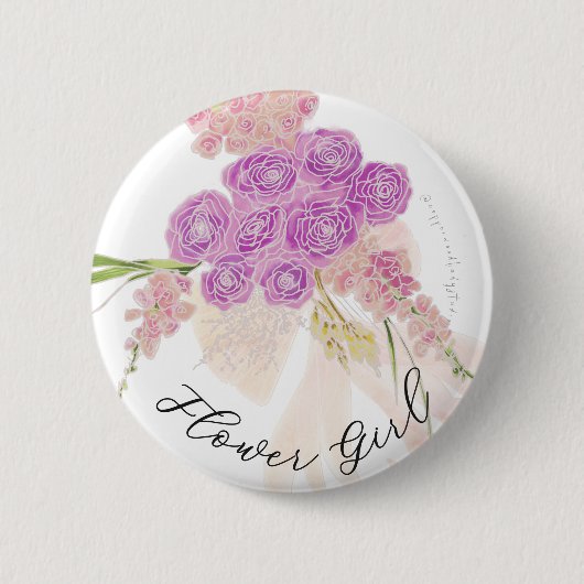 La Boca Rosa Blumenmädchen mit Blumenbouquet  Button (Vorderseite)