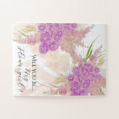 La Boca Rosa Blush-Blumenmädchen-Bogen und Bouquet Puzzle (Horizontal)