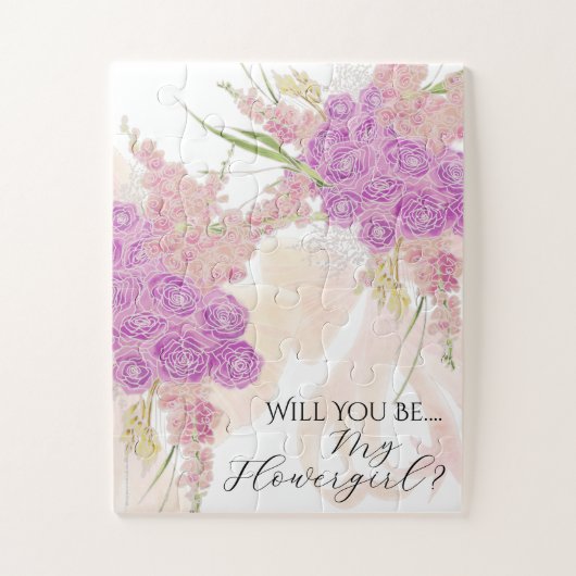 La Boca Rosa Blush-Blumenmädchen-Bogen und Bouquet Puzzle (Vertikal)