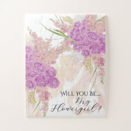 La Boca Rosa Blush-Schleife und Bouquet-Blumenmädc Puzzle