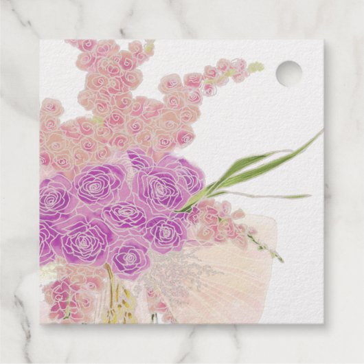La Boca Rosa Blush zarter Bogen Bouquet Geschenkanhänger (Rückseite)