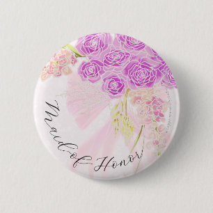 La Boca Vendretti auf Pink Bouquet Maid-of-Honor Button