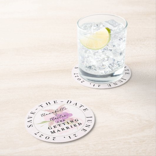 La Boca Vendretti rosa Bow Bouquet Save-the-Date  Runder Pappuntersetzer (Vor Ort)