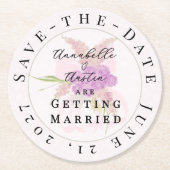 La Boca Vendretti rosa Bow Bouquet Save-the-Date  Runder Pappuntersetzer (Vorderseite)