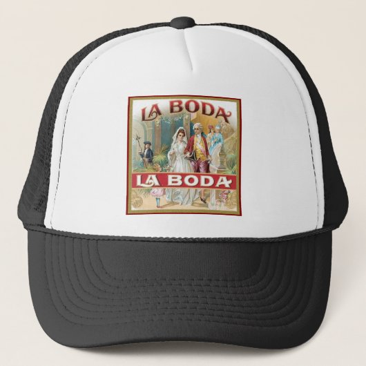La Boda Vintag Cigar Label Truckerkappe (Vorderseite)