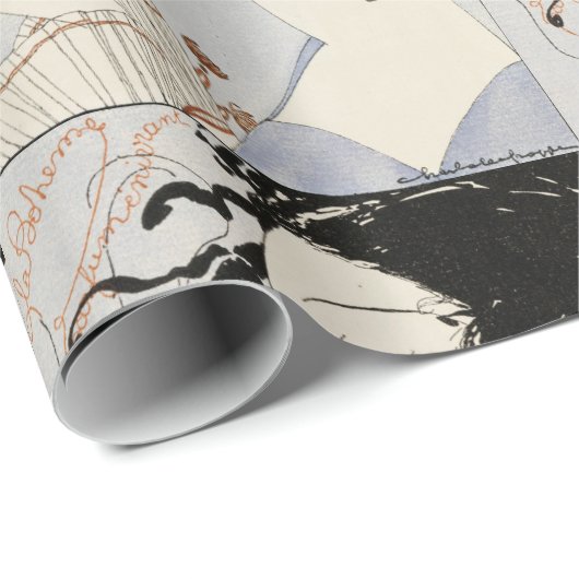 LA BOHEME, LADY MIT PERFUME FLASCHE ART DECO SCHÖN GESCHENKPAPIER (Rolleneckpunkt)