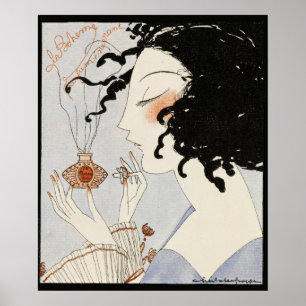 LA BOHEME, LADY MIT PERFUME FLASCHE ART DECO SCHÖN POSTER
