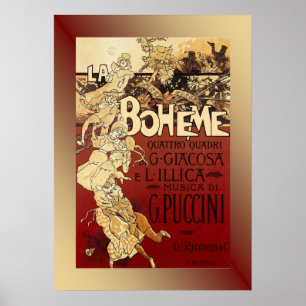 La Boheme ~ Puccini Opera 1896 Poster mit Hintergr