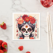 La Calavera Catarina en Flores Rojas 🌹 Serviette (Beispiel)