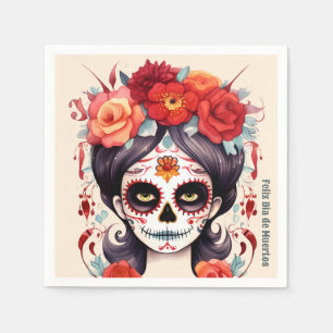 La Calavera Catarina en Flores Rojas 🌹 Serviette
