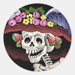 La Calavera Catrina [Aufkleber] Runder Aufkleber