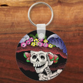 La Calavera Catrina in Farbe Schlüsselanhänger (Vorderseite)