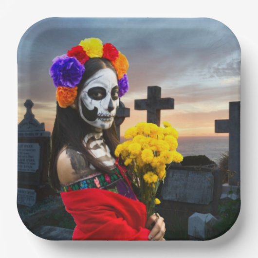 La Calavera Catrina Pappteller (Vorderseite)