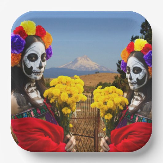 La Calavera Catrina Pappteller (Vorderseite)