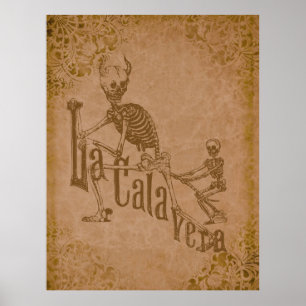 La Calavera durch Jose Posada (Schmutz Tan) Poster