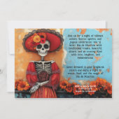 💀 La Calavera in Hut mit Blume Einladung (Rückseite)