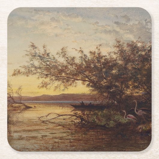 La Camargue, Coucher De Soleil - Félix Ziem Rechteckiger Pappuntersetzer (Vorderseite)