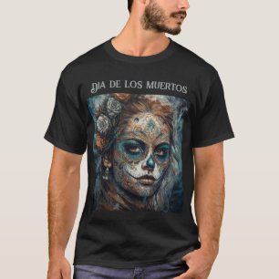 La Catrina Azul Día de los Muertos Zuckerschädel T-Shirt