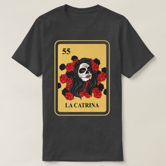La Catrina Bingo Card Game Traditionelles Hal T-Shirt (Design vorne)