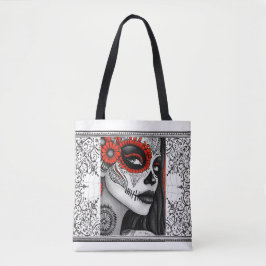 La Catrina Black, White & Red Día de los Muertos Tasche