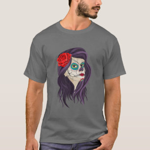 La Catrina Blume Rose Tattoo Mask Skull Mexico Da T-Shirt