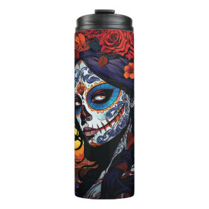 La Catrina Calavera Tag des Toten Halloween Thermosbecher